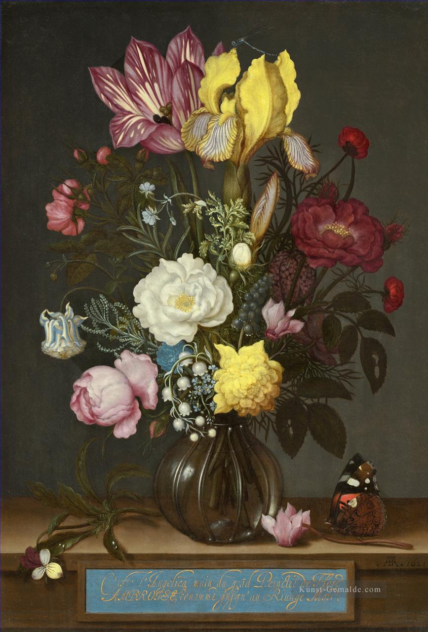 Bosschaert Ambrosius Blumenstrauß aus Blumen in einem Glasvase Ölgemälde